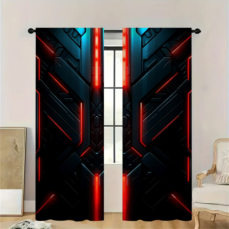 2pcs Tech Geometric Curtains w - Tech Office Youtube recension och pris