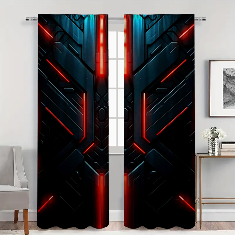 2pcs Tech Geometric Curtains w - Tech Office Youtube recension och pris