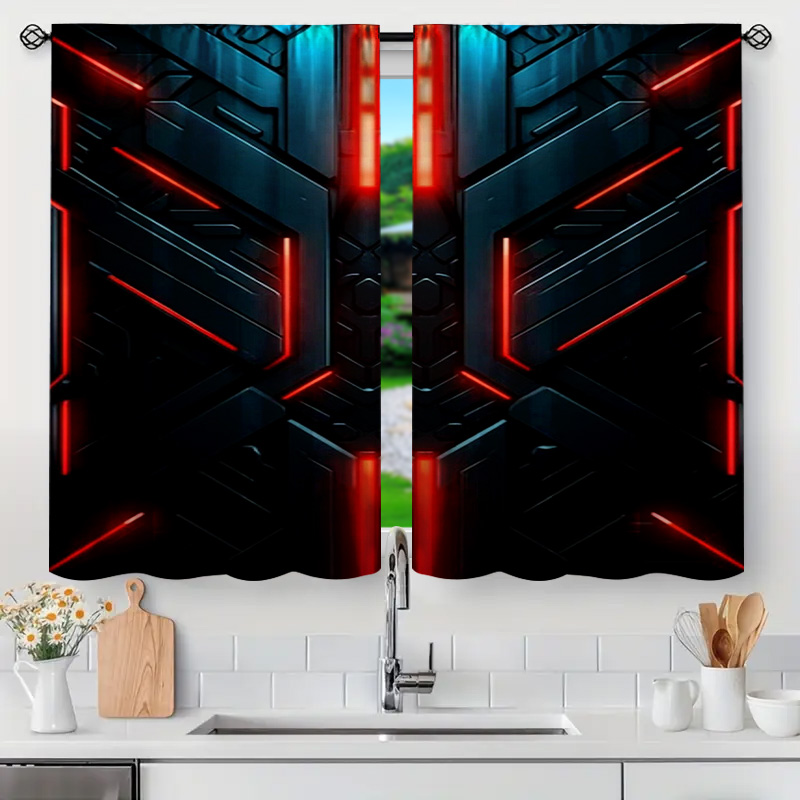 2pcs Tech Geometric Curtains w - Tech Office Youtube recension och pris