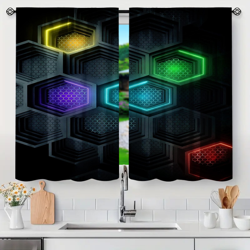 2pcs Modern Geometric Curtains - Tech Office Youtube recension och pris