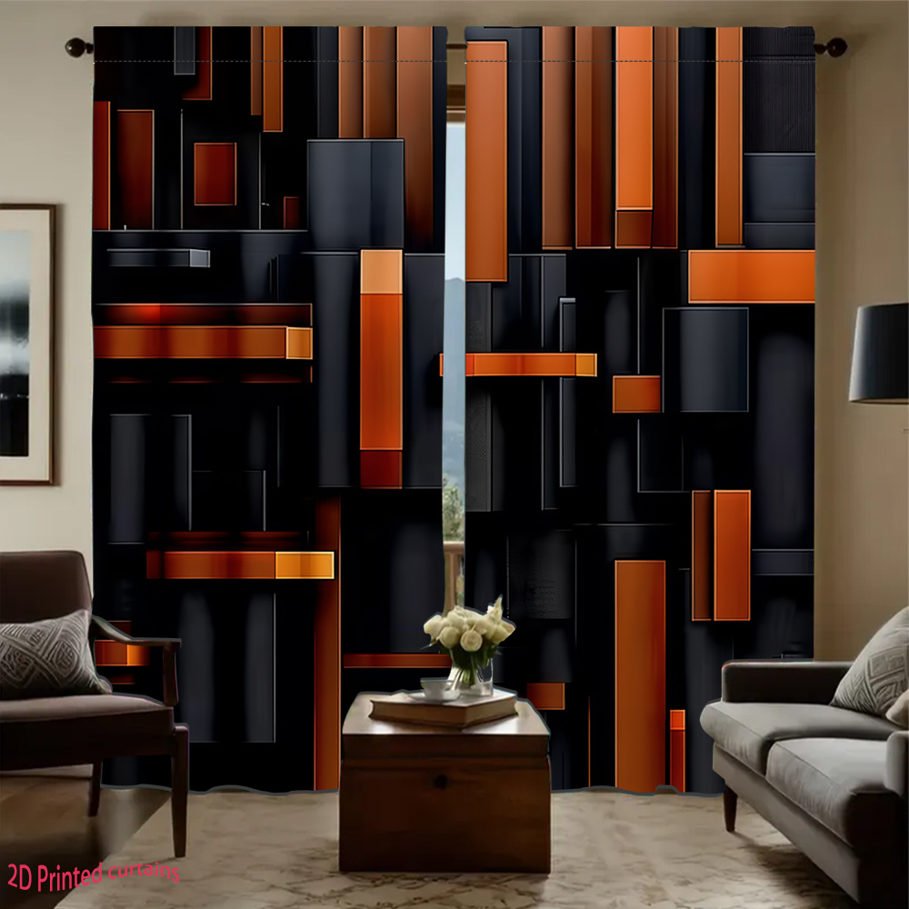 2pcs Abstract Geometric Curtai - Tech Office Youtube recension och pris
