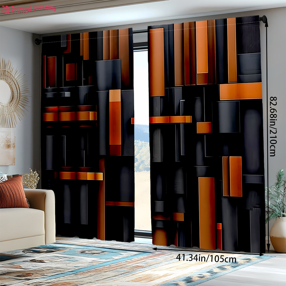 2pcs Abstract Geometric Curtai - Tech Office Youtube recension och pris