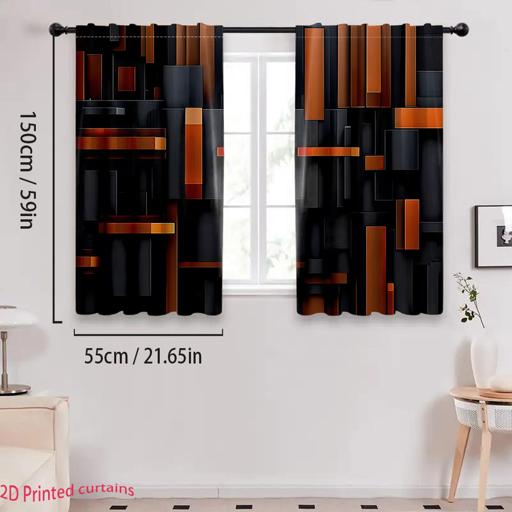 2pcs Abstract Geometric Curtai - Tech Office Youtube recension och pris