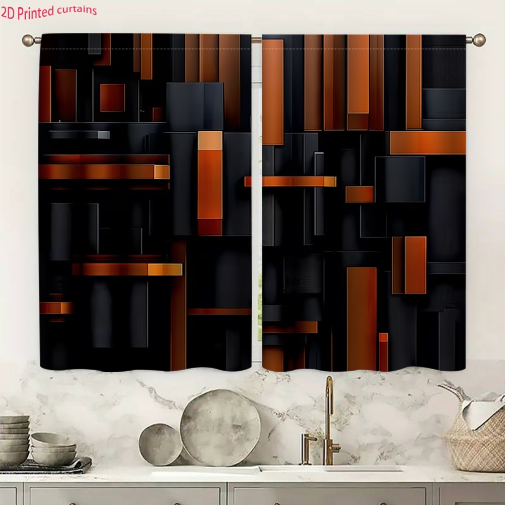 2pcs Abstract Geometric Curtai - Tech Office Youtube recension och pris
