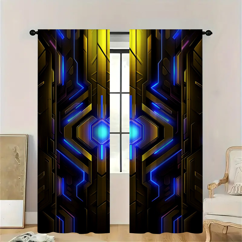 2pcs Geometric Tech Curtains w - Tech Office Youtube recension och pris