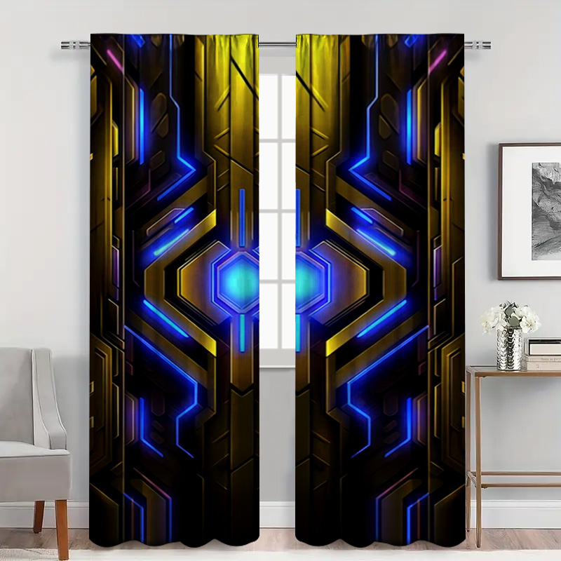 2pcs Geometric Tech Curtains w - Tech Office Youtube recension och pris