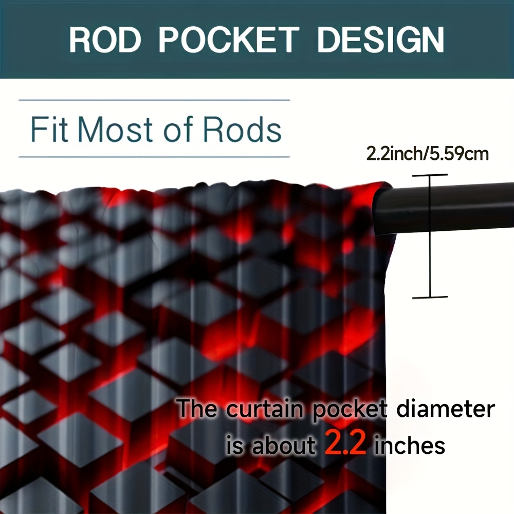 2pcs Geometric Curtains Red Bl - Tech Office Youtube recension och pris