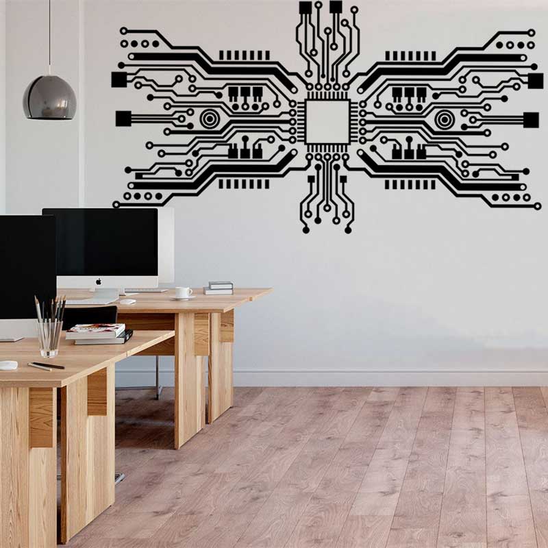 Circuit Board Chip Wall Sticke - Office Tech Software recension och pris