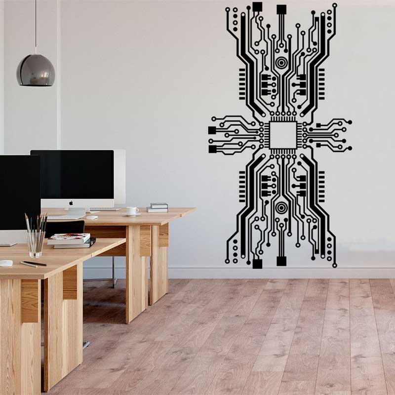 Circuit Board Chip Wall Sticke - Office Tech Software recension och pris