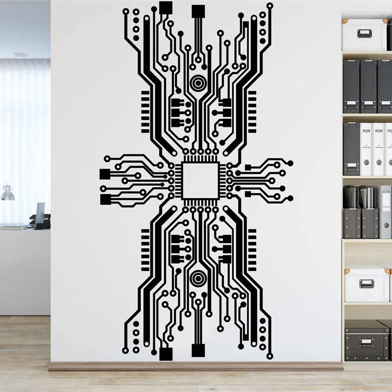 Circuit Board Chip Wall Sticke - Office Tech Software recension och pris