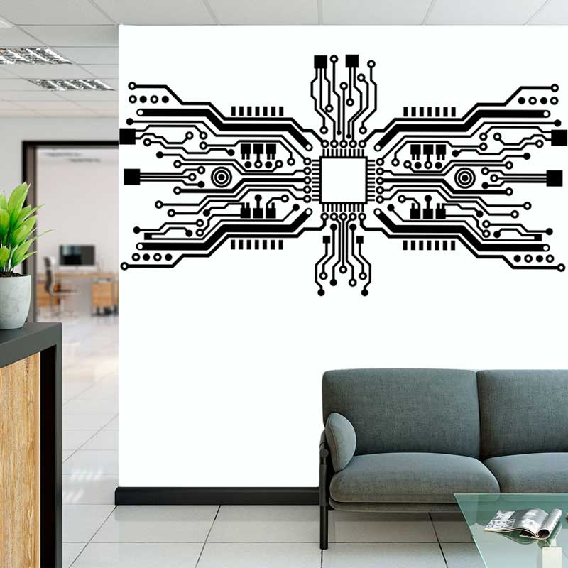 Circuit Board Chip Wall Sticke - Office Tech Software recension och pris